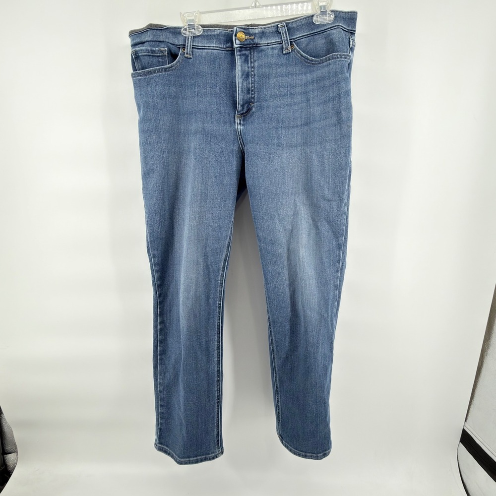 Lee Jeans Womens 16 Medium Blue Straight Leg Mid Rise Stretch Denim